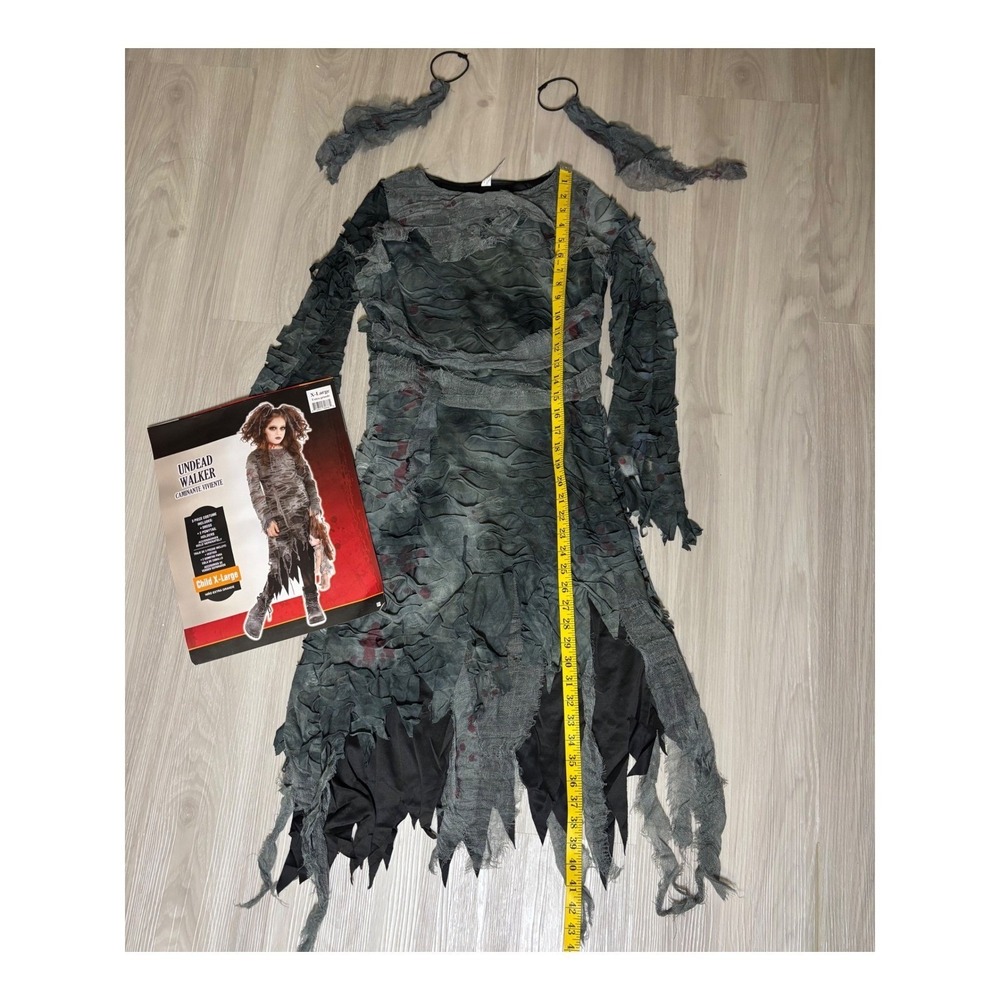 Undead Walker Costume Girls X Large 14-16 Zombie Dress Halloween Outfit - Picture 3 of 11